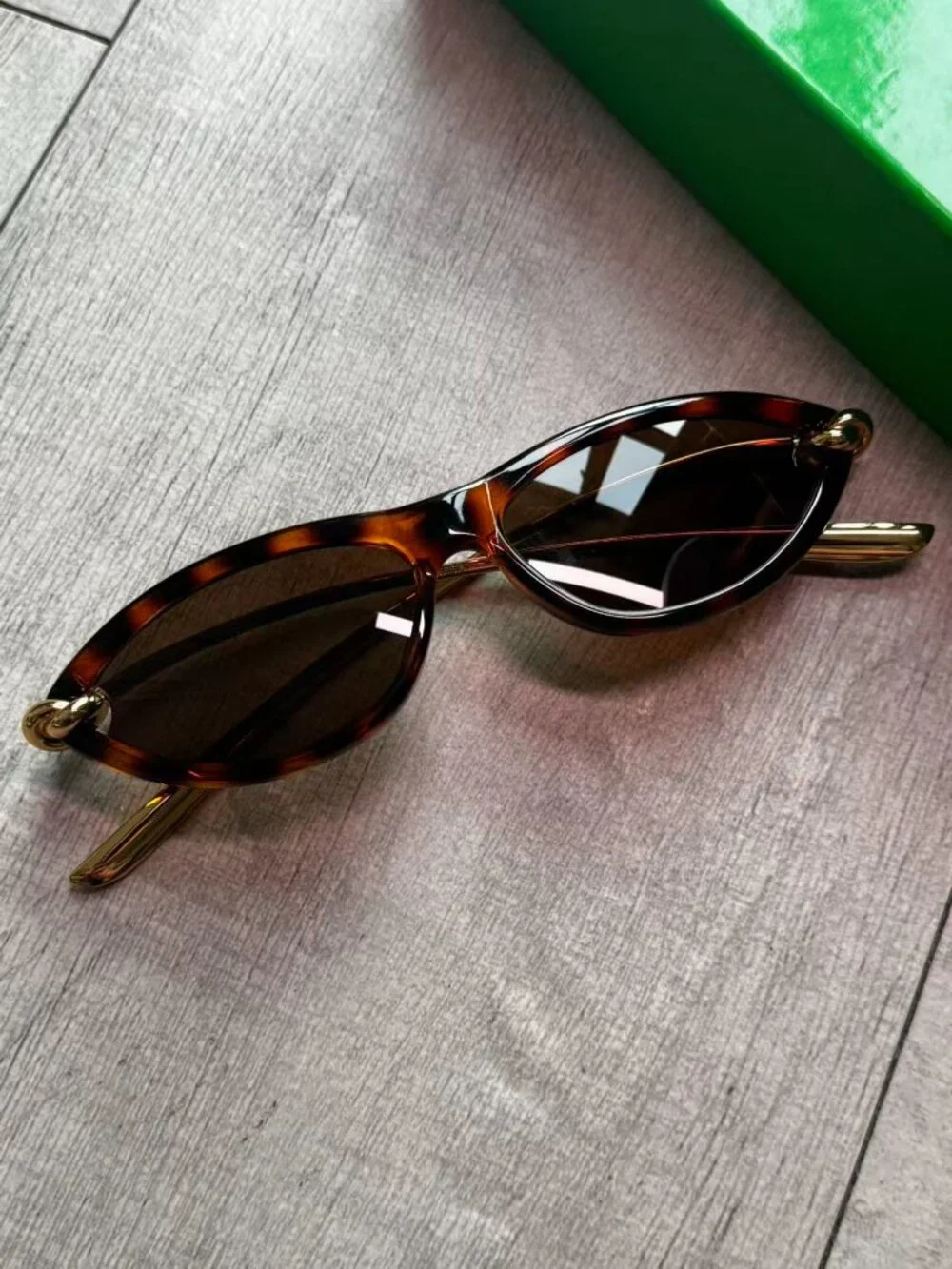 Bottega Veneta Tortoise Cat Eye Gold Knot Sunglasses